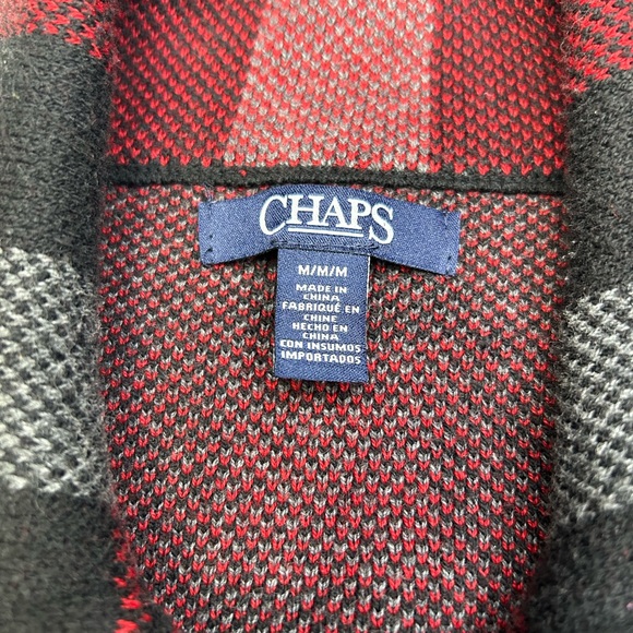 CHAPS Ralph Lauren Buffalo Check Plaid Red Black Asymmetrical Full Zip Vest Sz M - Picture 10 of 13